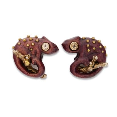 Boucles d'oreilles en argent, o émail et...