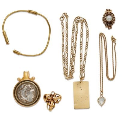 Lot en or 18K (750) et 14K (585) comprenant...