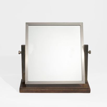 Miroir de table pivotant en métal et bois,...