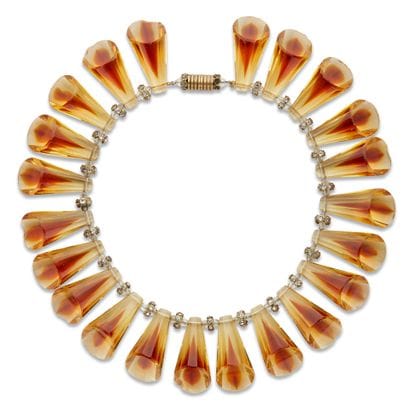 Collier fantaisie à pampilles en résine,...