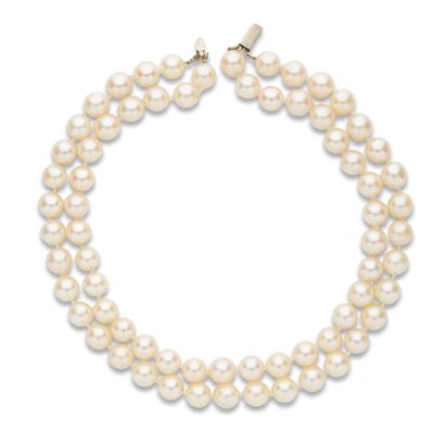 Collier perles de culture,
A deux rangs de...