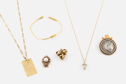 Lot en or 18K (750) et 14K (585) comprenant...