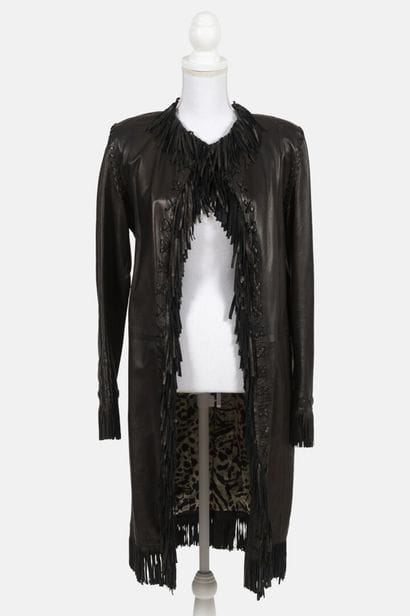 GIANI ZECHINNI
Long black leather coat with...