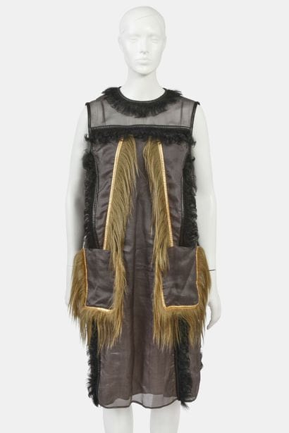 PRADA
Gray organza and fur dress,
Embellished...