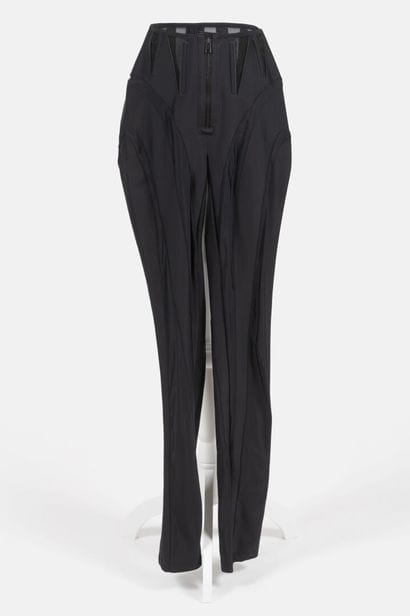MUGLER
Black tapered pants with synthetic...