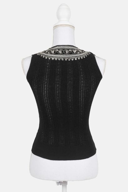 CHRISTIAN DIOR
Black ribbed knit sleeveless...