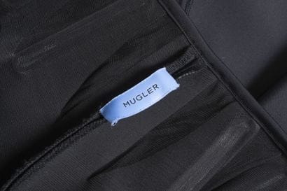 MUGLER
Black tapered pants with synthetic...