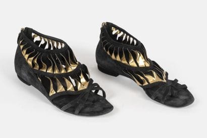 CHANEL
Pair of flat-heeled cut-out leather...