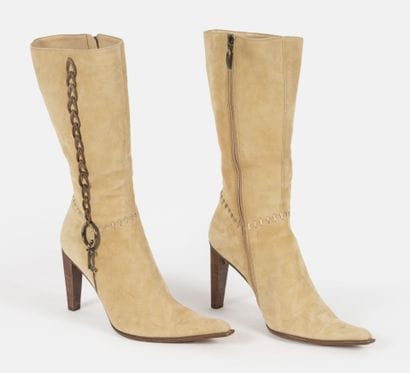 CESARE PACIOTTI
Pair of beige suede heeled...