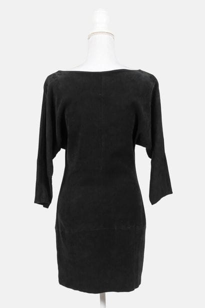 STOULS
Black mid-length dress in black suede...