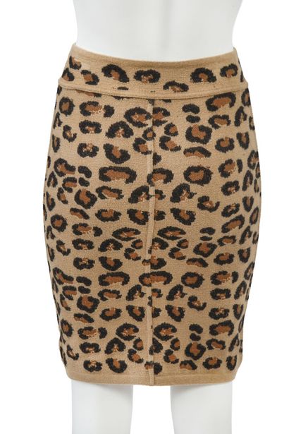 AZZEDINE ALAIA
Leopard-print wool-blend skirt,...