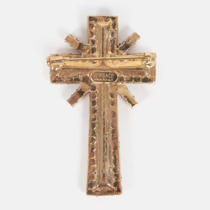 VERSACE
Gold-plated metal cross brooch set...