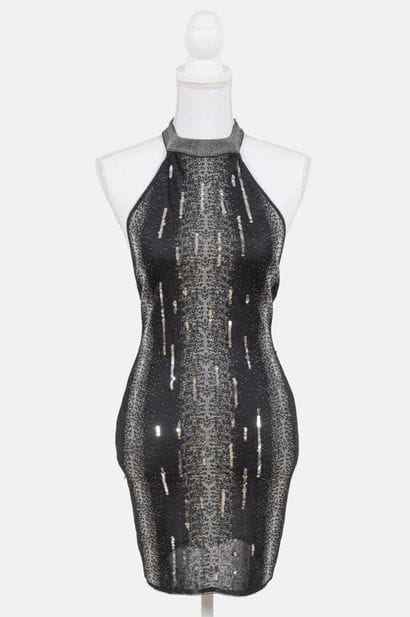 JOHN GALLIANO
Black knit backless mini dress...