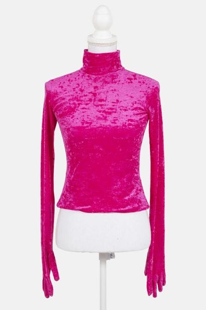 CLOTHING
Pink polyamide velvet top,
Sleeves...