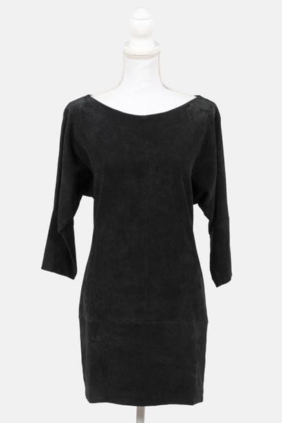 STOULS
Black mid-length dress in black suede...