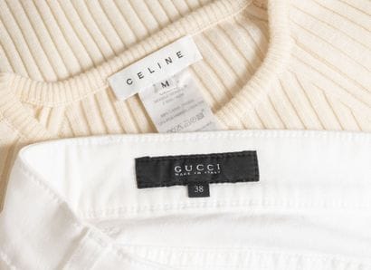 CELINE AND GUCCI
Ecru jeans and ecru ribbed...
