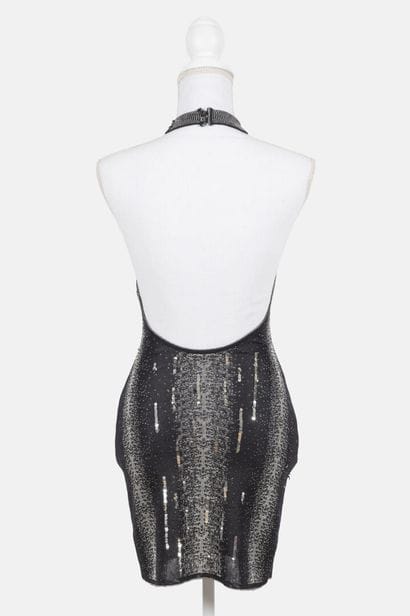 JOHN GALLIANO
Black knit backless mini dress...