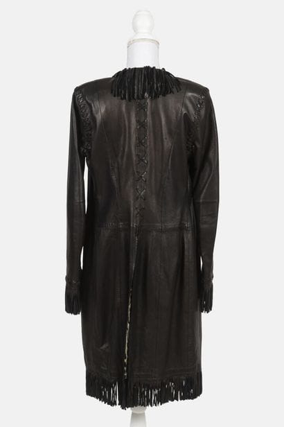 GIANI ZECHINNI
Long black leather coat with...