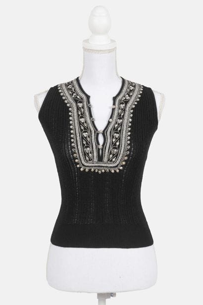 CHRISTIAN DIOR
Black ribbed knit sleeveless...