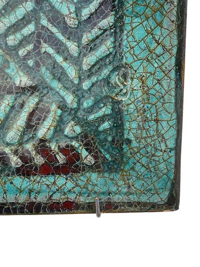 ANNEES 1970
Grand plat carré en faïence,...