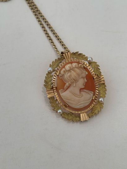 PENDENTIF CAMEE EN OR ET CHAINE EN OR JAUNE
Pendentif...