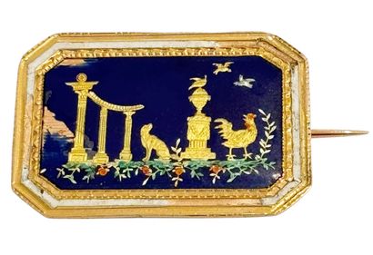 YELLOW GOLD AND ENAMEL BROOCH 
18k (750 thousandths)...