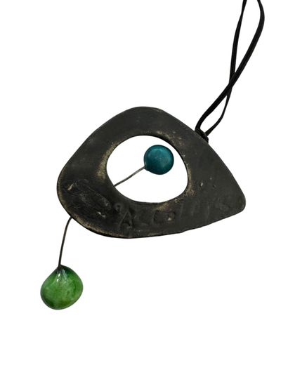 ACCOLAY 
Black-glazed earthenware pendant...