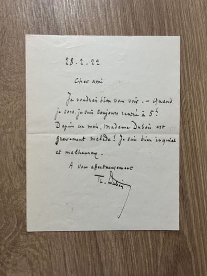 DUBOIS (Théodore). Lettre autographe signée....
