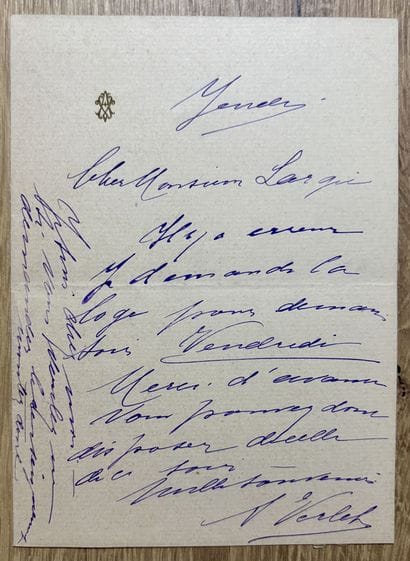 VERLET (Alice) (1873-1930). Cantatrice belge,...