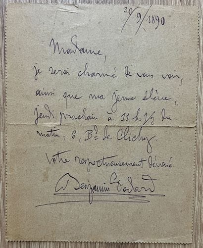 GODARD (Benjamin) (1849-1895), compositeur,...