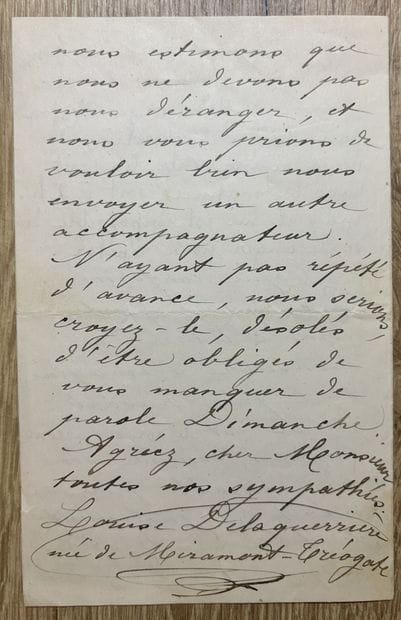 DELAQUERRIÈRE (Louise, née de Miramont-Tréogate)...