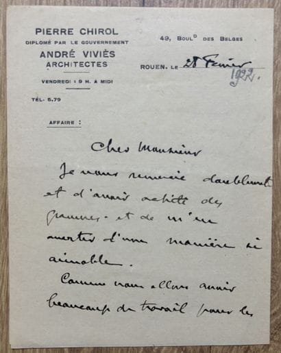CHIROL (Pierre) (1881-1953). Architecte français....