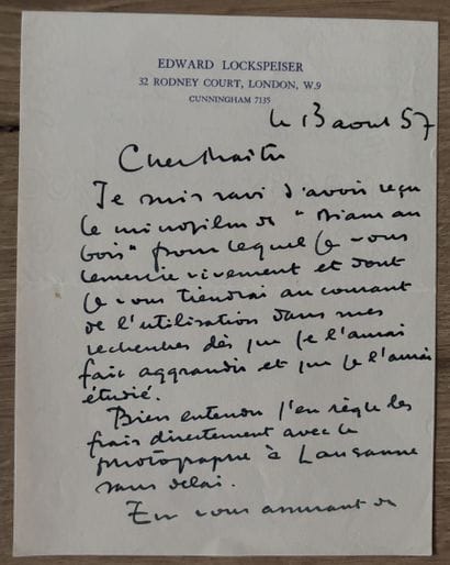 LOCKSPEISER (Edward). 1905-1973. Musicologue,...