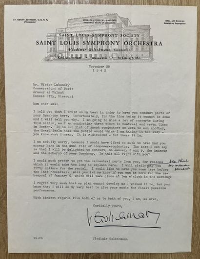 GOLSCHMANN (Vladimir) (1893-1972). Chef d'orchestre...