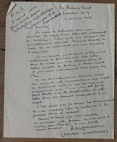 LOCKSPEISER (Edward). (1905-1973). Musicologue,...