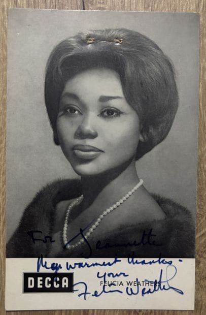 WEATHERS (Felicia).

Cantatrice américaine,...