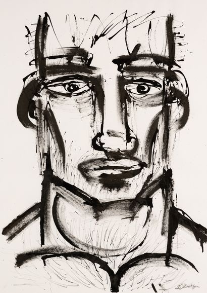 B.J. BROEKHUIZEN (1979-)
Portrait of a man
Ink...