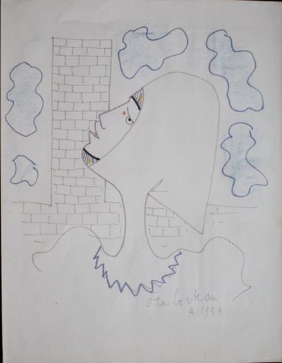 JEAN COCTEAU (1889-1963)
Chevalier a la tour
Feutre...