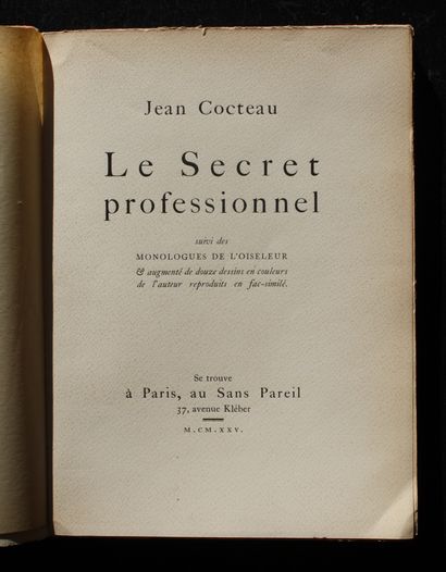 JEAN COCTEAU (1889-1963)
Le secret professionel,...