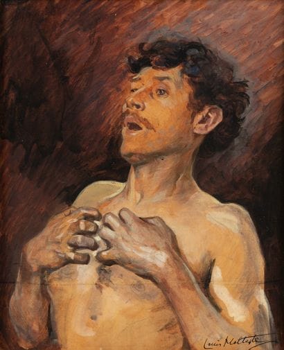 Louis MALTESTE (1862-1928) 
Portrait d'homme
Tempera...