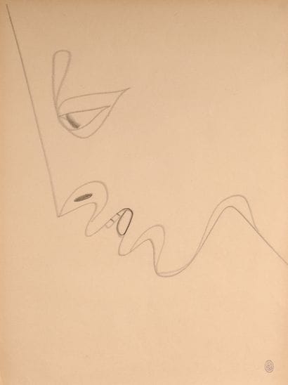 Jean COCTEAU (1889-1963)
Grand profil
Crayon...