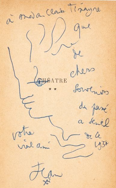 Jean COCTEAU (1889-1963)
Dessin profil gauche...
