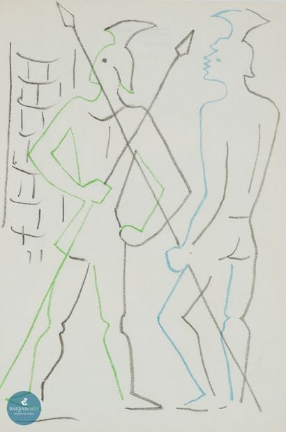 Jean COCTEAU (1889-1963)
Soldats à Thèbes
Lithographie...