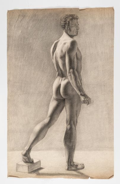 BARATON XIXe
Académie d'homme de dos, 1815
Fusain...
