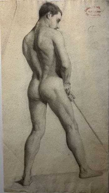 Léon RAPILLY (XIX)
Nude with rope
Charcoal...