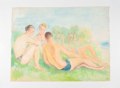 Alfred GASPART (1900-1993)
Le repos des baigneurs...