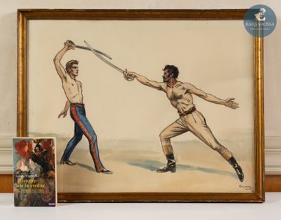 R.MORITZ
Le duel, 1944
Crayon et aquarelle...