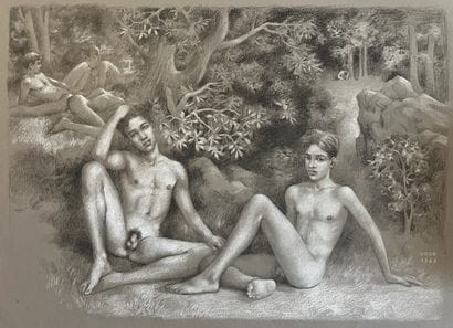 Gaston GOOR (1902-1977)
Dans la forêt, 1969
Craie...
