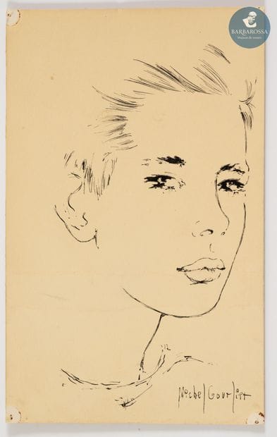 Michel GOURLIER (1925-2018)
Portrait 
Encre...