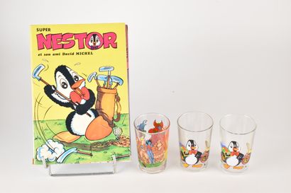 Lot composé de 3 verres : 2 à décor du personnage...